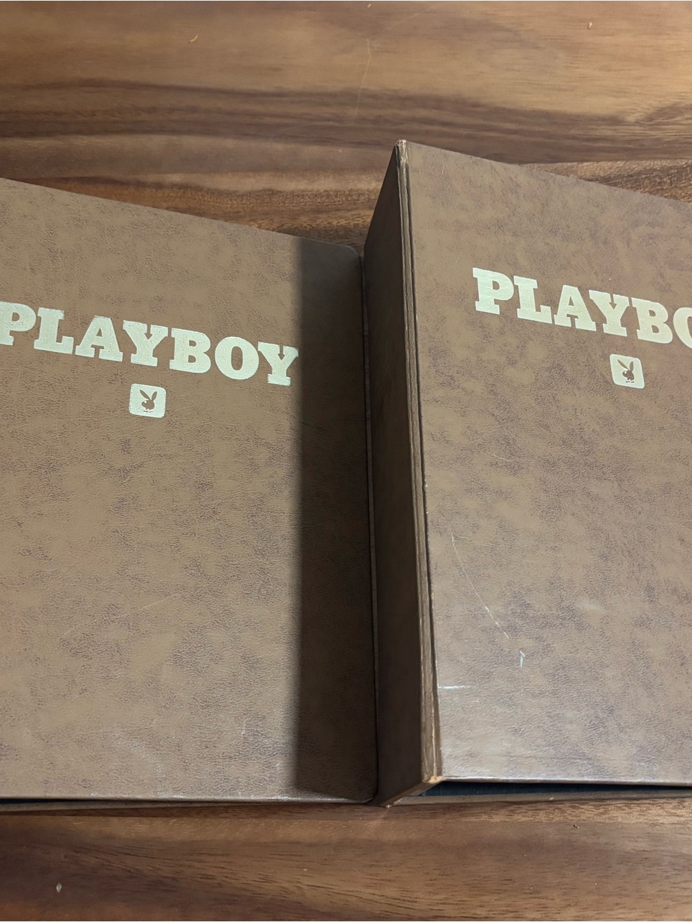 PLAYBOY Brown Storage binders set of 2 vintage
